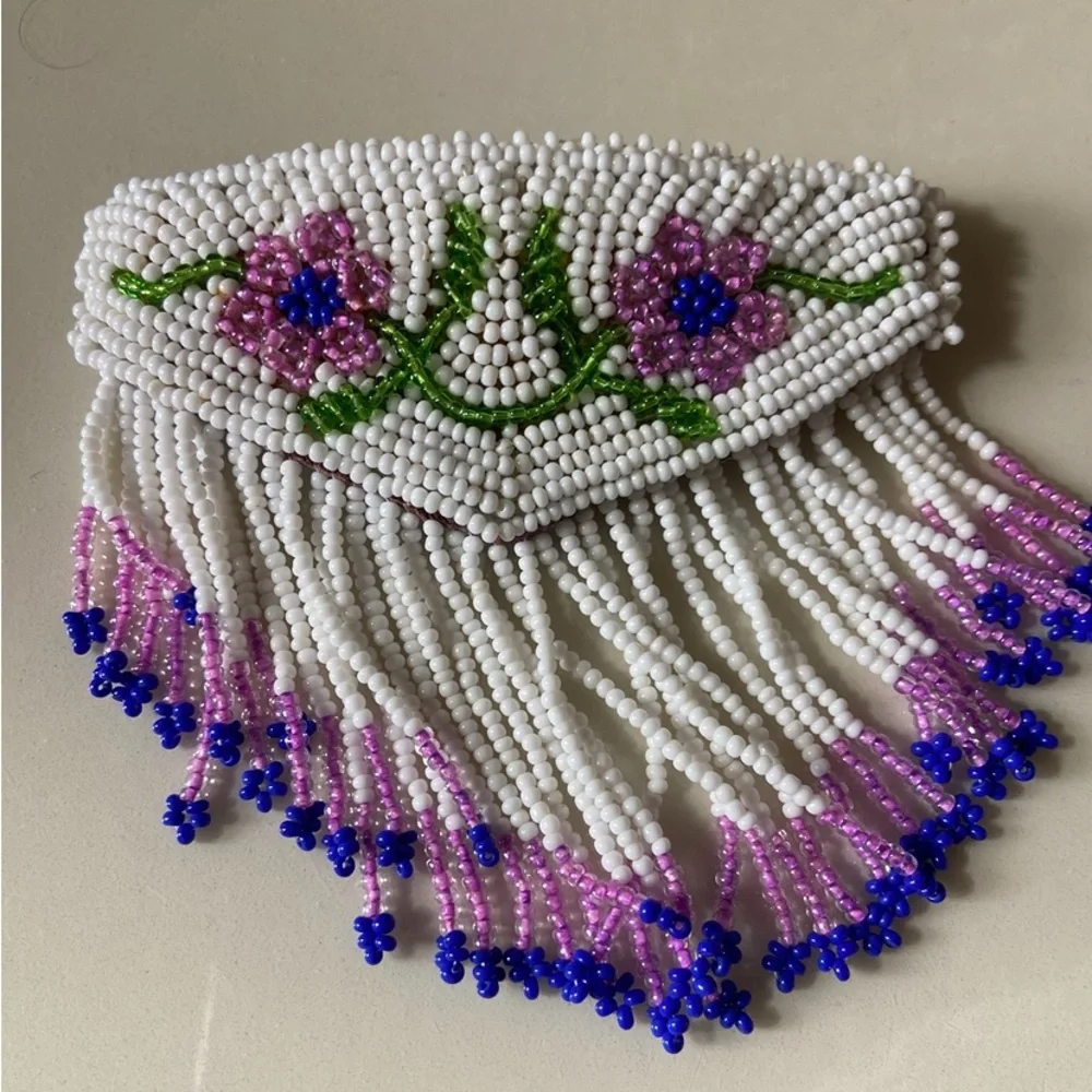 Beaded Floral Fringe Barrette Clip – Handmade - Picture 1 of 3